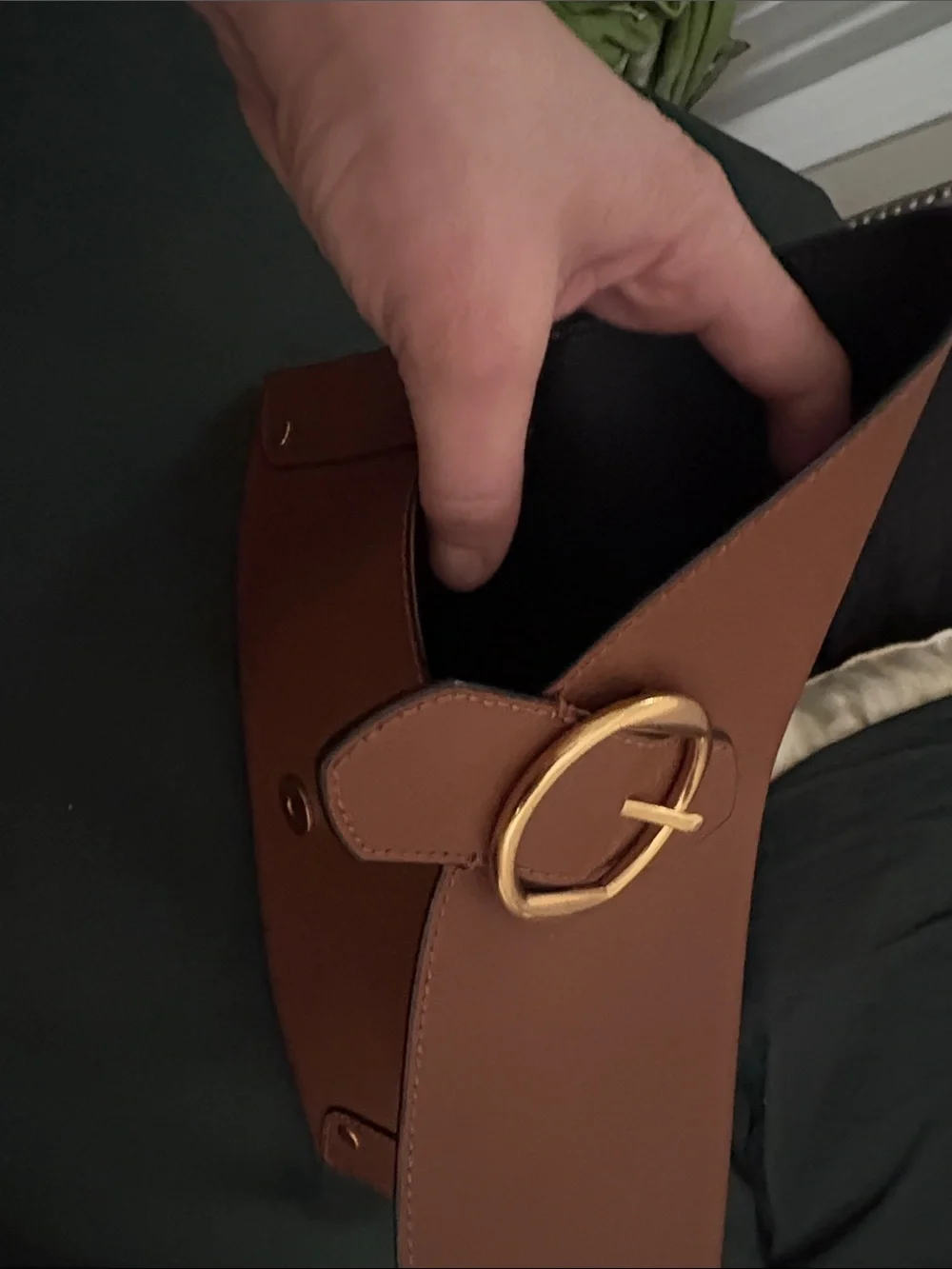 Banana Republic Brown Clutch with Gold Ring Detail